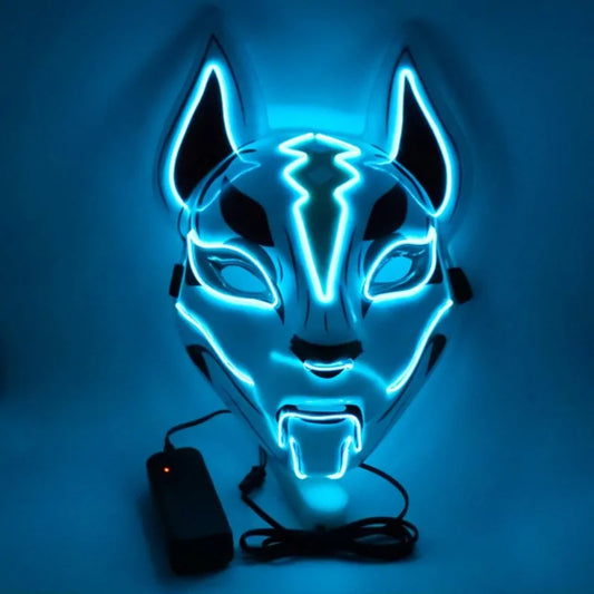 Neon LED Luminous Joker Mask with EL Wire - Halloween Carnival Costume Prop